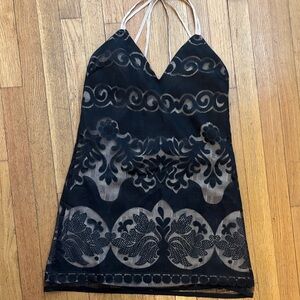 Tobi Black and Tab Lace Overalay Mini Dress